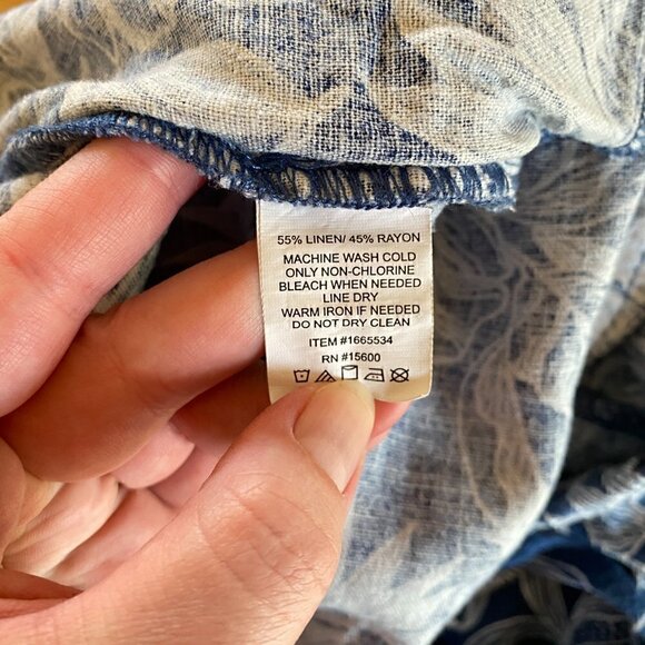 Briggs Women’s Linen Blend Floral Shorts Pockets Navy Blue Tropical Print - Picture 8 of 11